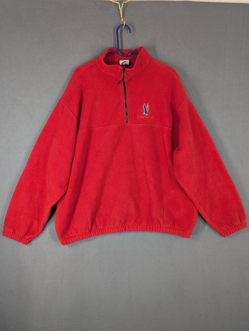 American Eagle Airlines Fleece Mens XXL Red 1/4 Zip Employee Badger Embroidered